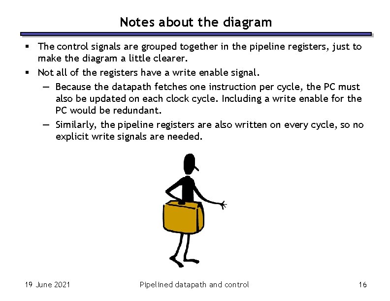 Notes about the diagram § The control signals are grouped together in the pipeline