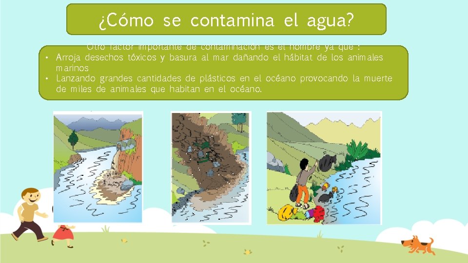 ¿Cómo se contamina el agua? Otro factor importante de contaminación es el hombre ya