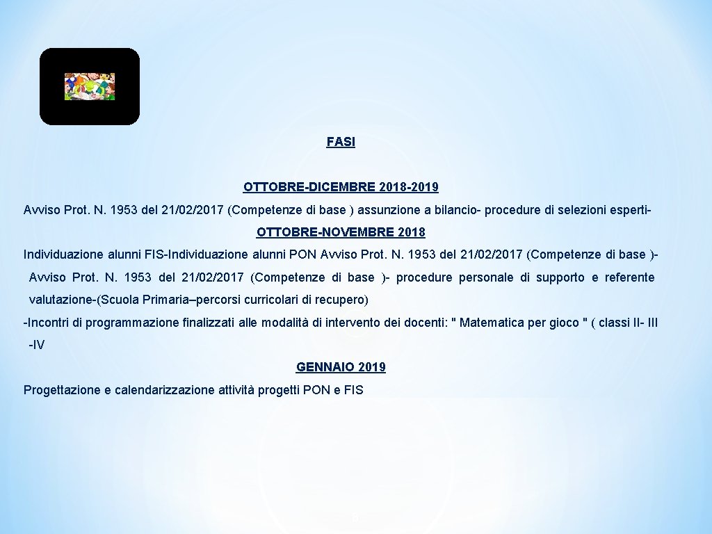 FASI OTTOBRE-DICEMBRE 2018 -2019 Avviso Prot. N. 1953 del 21/02/2017 (Competenze di base )