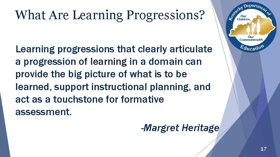 What Are Learning Progressions? Learning progressions that clearly articulate a progression of learning in