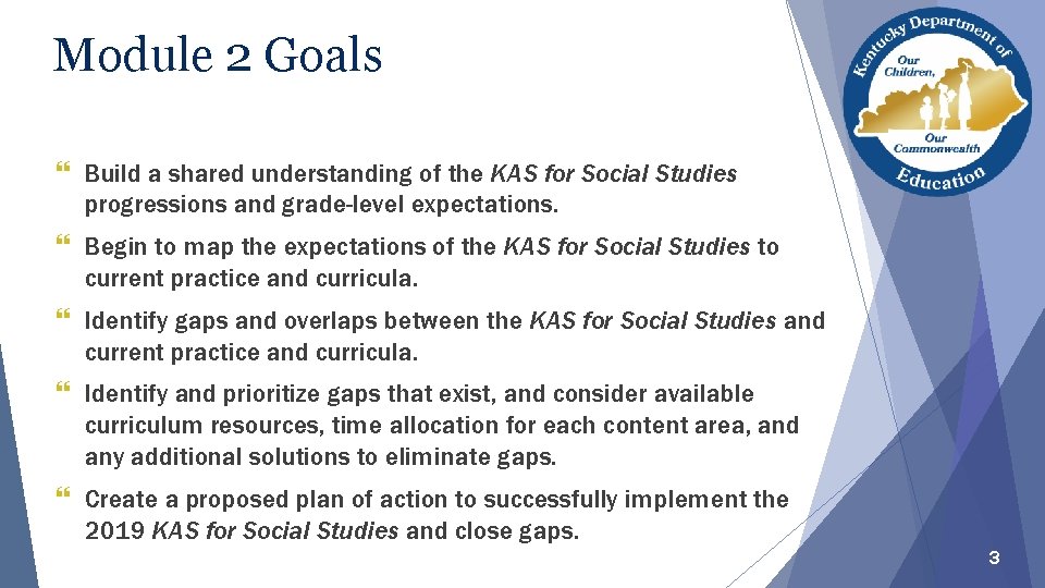 Module 2 Goals Build a shared understanding of the KAS for Social Studies progressions