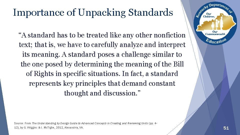 Importance of Unpacking Standards “A standard has to be treated like any other nonfiction