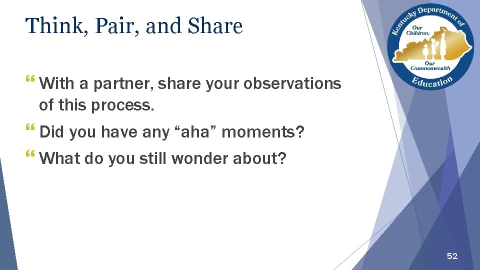 Think, Pair, and Share With a partner, share your observations of this process. Did