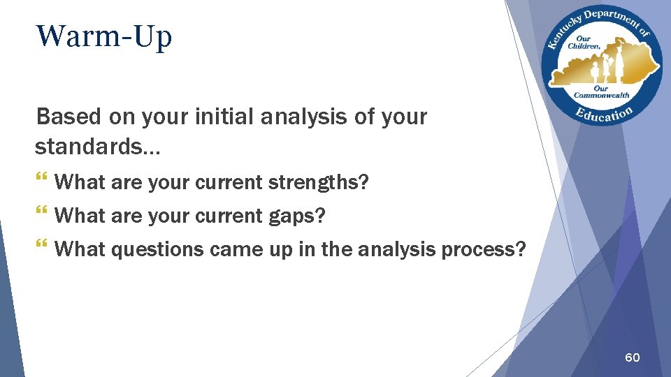Warm-Up Based on your initial analysis of your standards… What are your current strengths?