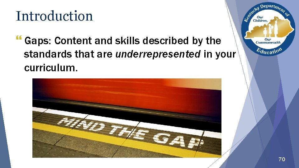 Introduction Gaps: Content and skills described by the standards that are underrepresented in your