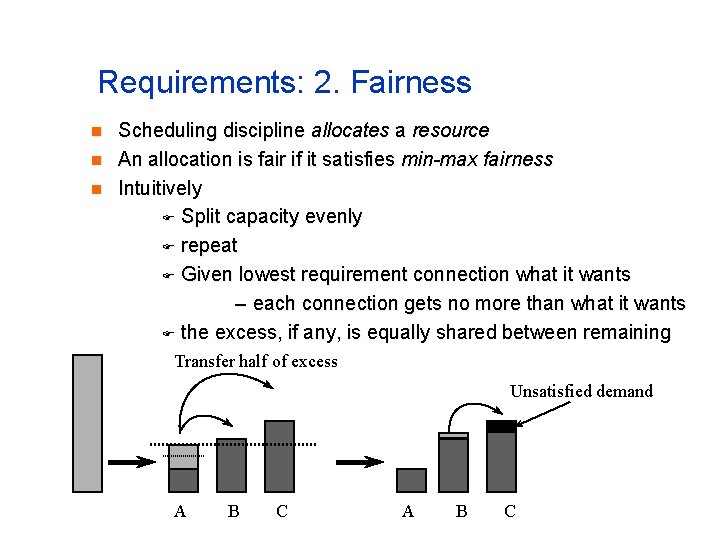 Requirements: 2. Fairness n n n Scheduling discipline allocates a resource An allocation is