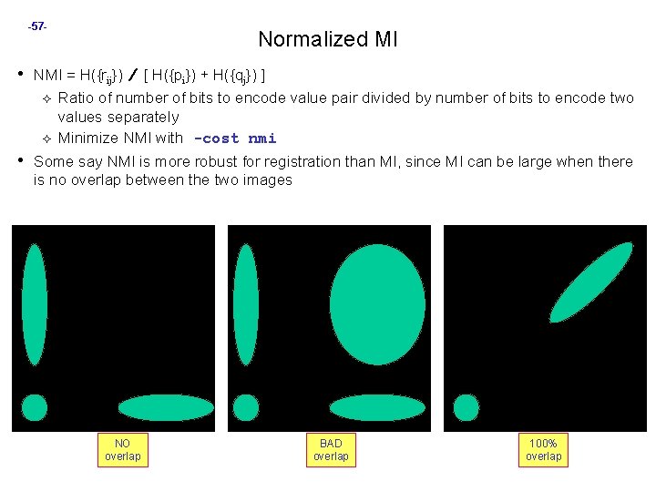 -57 - Normalized MI • NMI = H({rij}) [ H({pi}) + H({qj}) ] Ratio