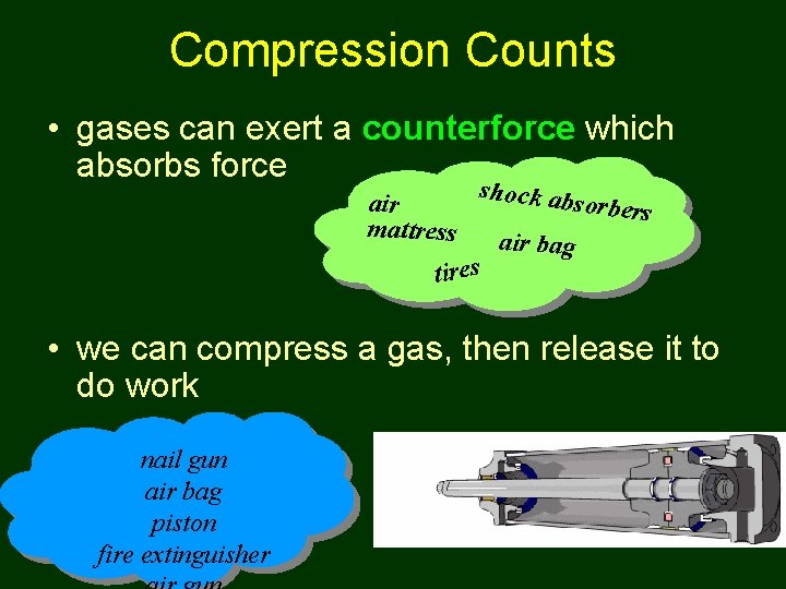 Compression Counts • gases can exert a counterforce which absorbs force air mattress shock
