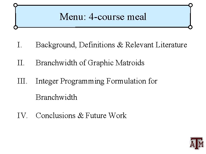 Branchwidth via Integer Programming Illya V Hicks Industrial