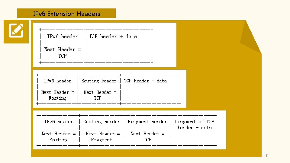 IPv 6 Extension Headers 8 