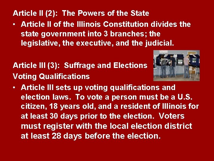 Article II (2): The Powers of the State • Article II of the Illinois