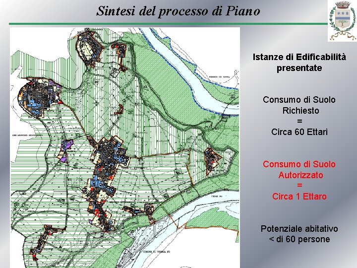 Sintesi del processo di Piano Istanze di Edificabilità presentate Consumo di Suolo Richiesto =