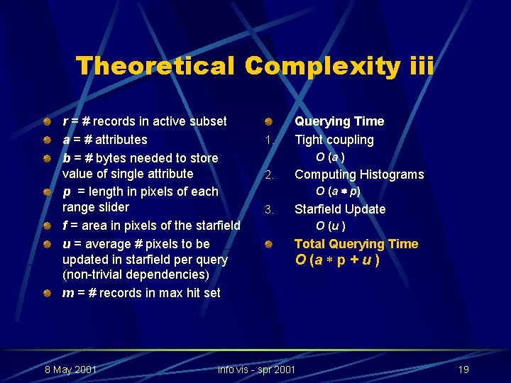 Theoretical Complexity iii r = # records in active subset a = # attributes Theoretical Complexity iii r = # records in active subset a = # attributes
