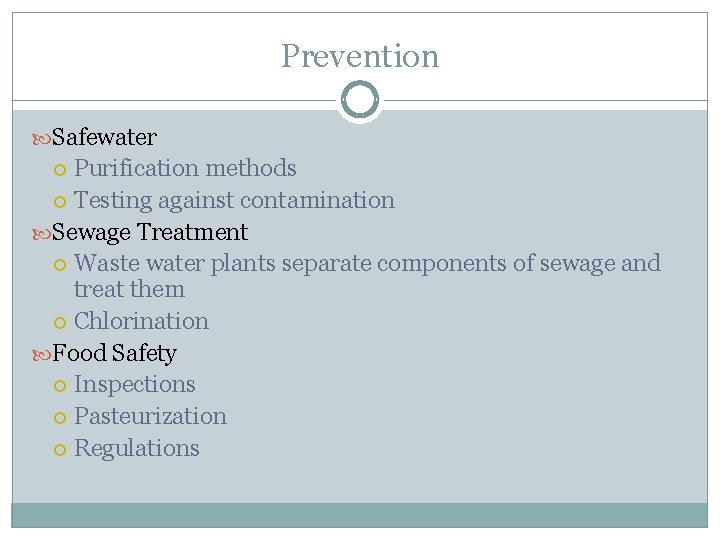Prevention Safewater Purification methods Testing against contamination Sewage Treatment Waste water plants separate components