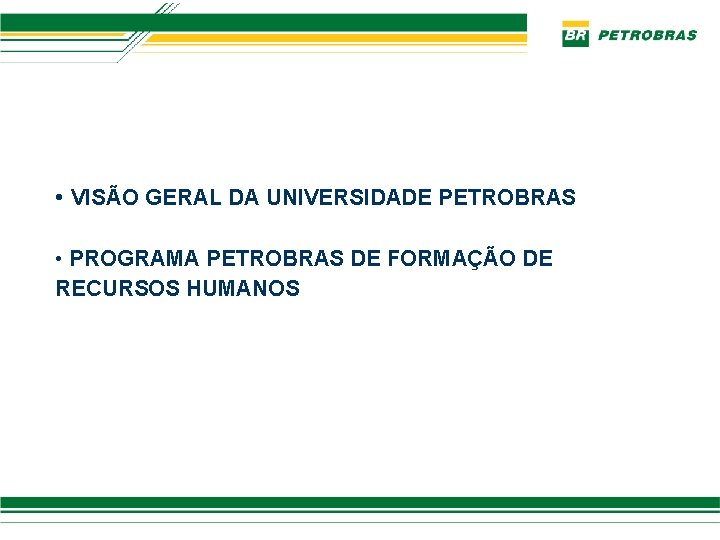  • VISÃO GERAL DA UNIVERSIDADE PETROBRAS • PROGRAMA PETROBRAS DE FORMAÇÃO DE RECURSOS