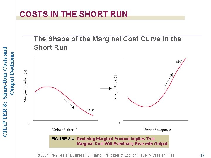 CHAPTER 8: Short-Run Costs and Output Decisions COSTS IN THE SHORT RUN The Shape
