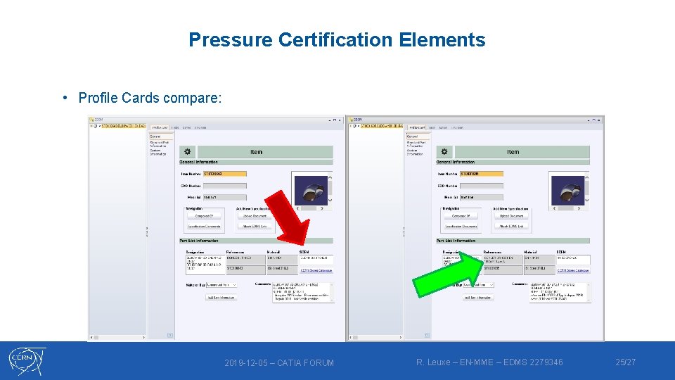 Pressure Certification Elements • Profile Cards compare: 2019 -12 -05 – CATIA FORUM R.