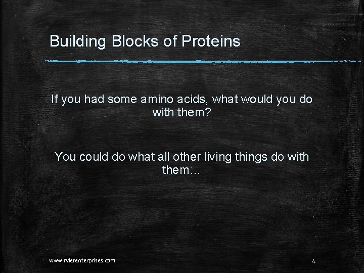 Building Blocks of Proteins If you had some amino acids, what would you do Building Blocks of Proteins If you had some amino acids, what would you do