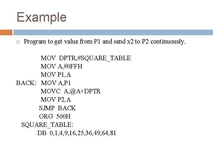 Example Program to get value from P 1 and send x 2 to P