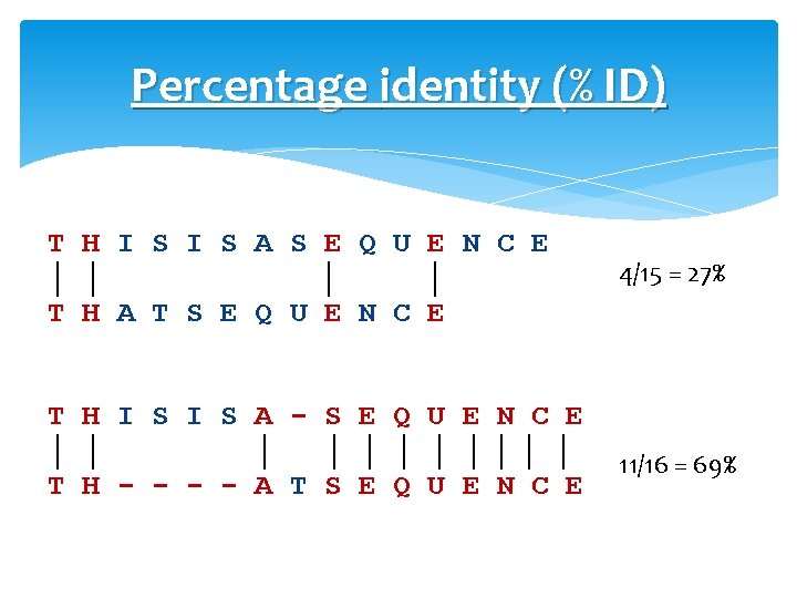 Percentage identity (% ID) T H I S A S E Q U E