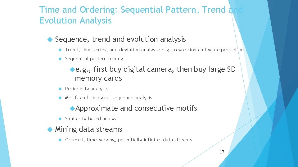 Time and Ordering: Sequential Pattern, Trend and Evolution Analysis Sequence, trend and evolution analysis