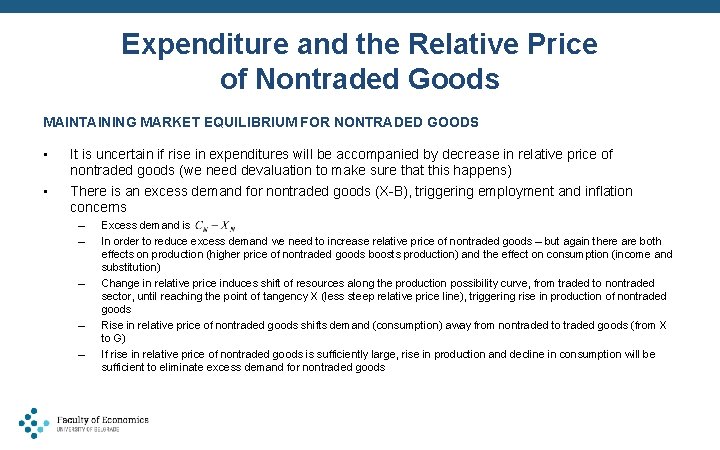 Expenditure and the Relative Price of Nontraded Goods MAINTAINING MARKET EQUILIBRIUM FOR NONTRADED GOODS