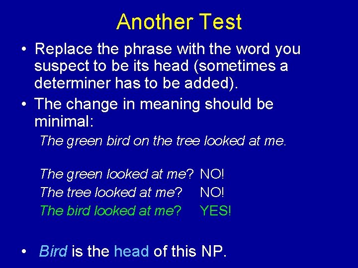 Another Test • Replace the phrase with the word you suspect to be its