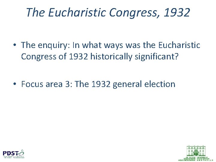 The Eucharistic Congress, 1932 • The enquiry: In what ways was the Eucharistic Congress