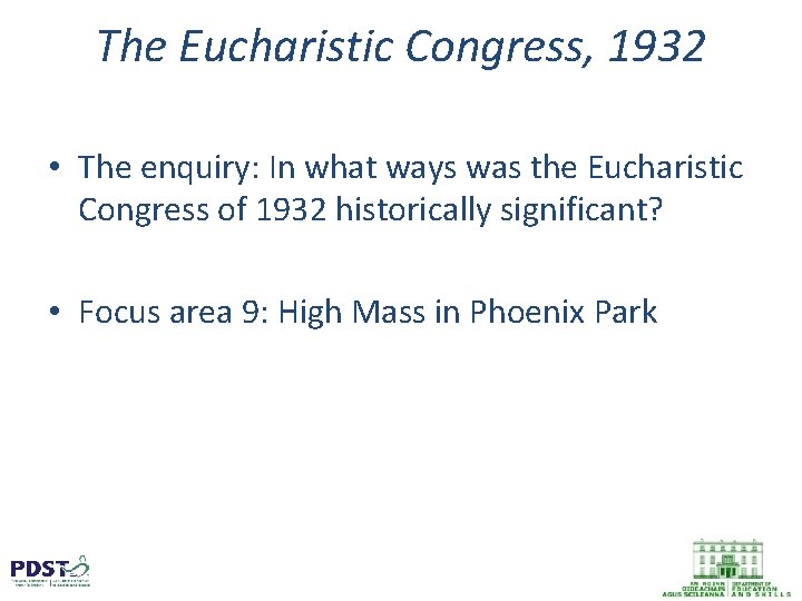 The Eucharistic Congress, 1932 • The enquiry: In what ways was the Eucharistic Congress