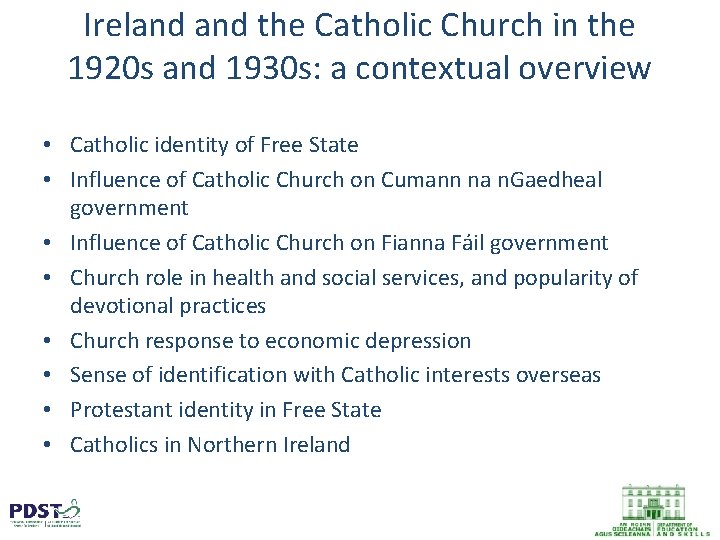Ireland the Catholic Church in the 1920 s and 1930 s: a contextual overview