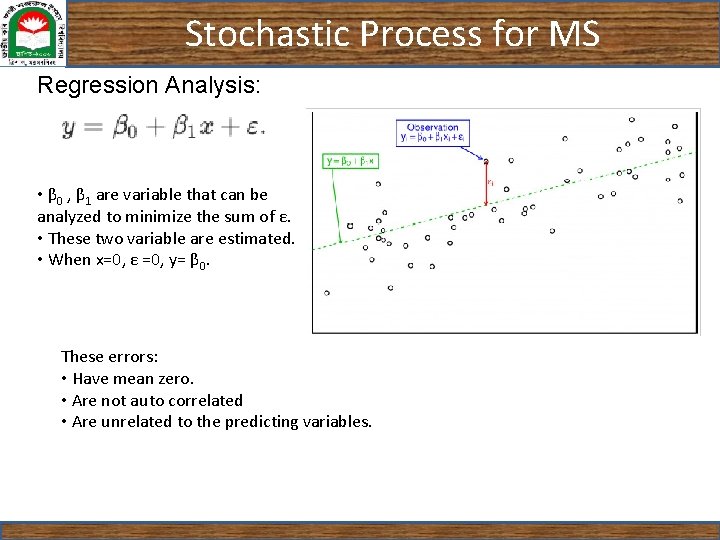 Stochastic Process for MS Regression Analysis: • β 0 , β 1 are variable Stochastic Process for MS Regression Analysis: • β 0 , β 1 are variable