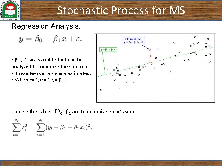 Stochastic Process for MS Regression Analysis: • β 0 , β 1 are variable Stochastic Process for MS Regression Analysis: • β 0 , β 1 are variable