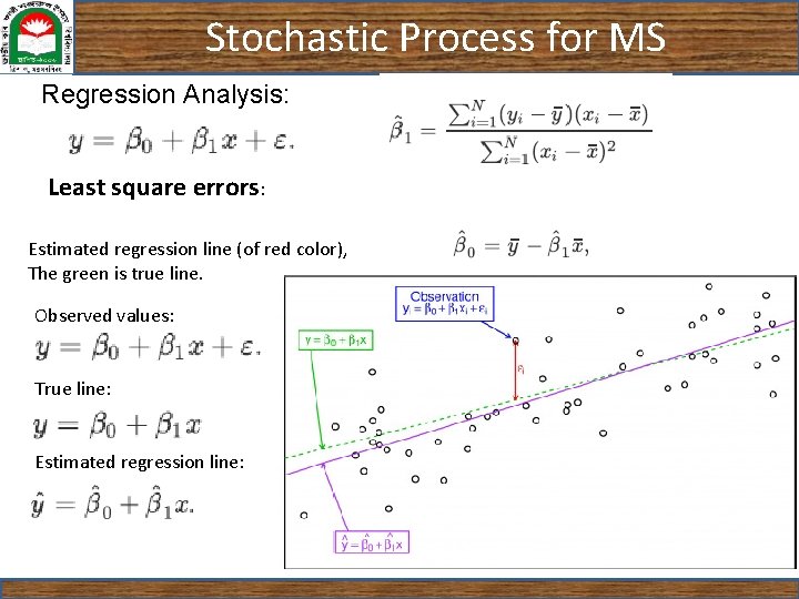 Stochastic Process for MS Regression Analysis: Least square errors: Estimated regression line (of red Stochastic Process for MS Regression Analysis: Least square errors: Estimated regression line (of red