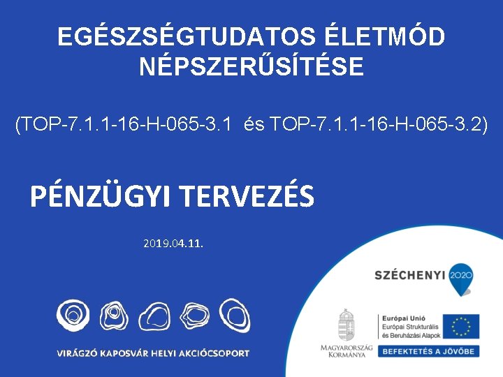 EGÉSZSÉGTUDATOS ÉLETMÓD NÉPSZERŰSÍTÉSE (TOP-7. 1. 1 -16 -H-065 -3. 1 és TOP-7. 1. 1