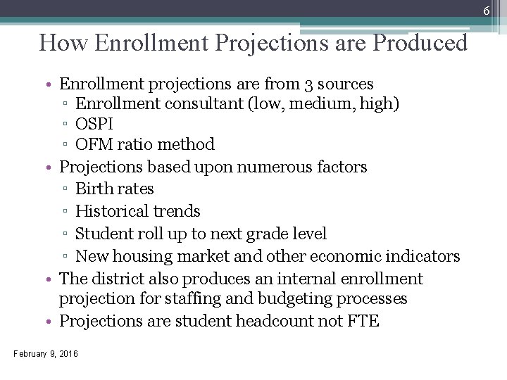 1 Enrollment Outlook 2016 2025 Board of Directors