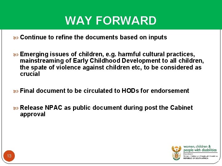 PRESENTATION NATIONAL PLAN OF ACTION FOR CHILDREN NPAC