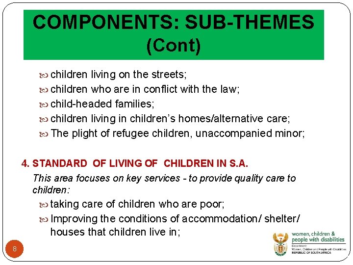 PRESENTATION NATIONAL PLAN OF ACTION FOR CHILDREN NPAC