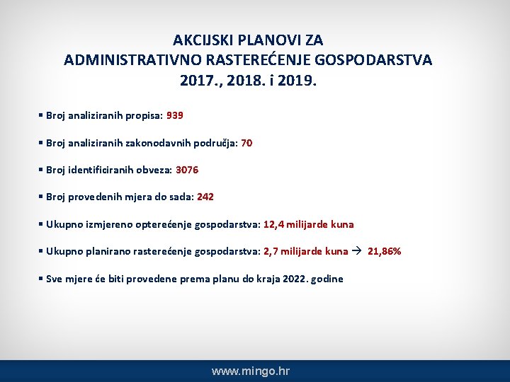 AKCIJSKI PLANOVI ZA ADMINISTRATIVNO RASTEREĆENJE GOSPODARSTVA 2017. , 2018. i 2019. § Broj analiziranih