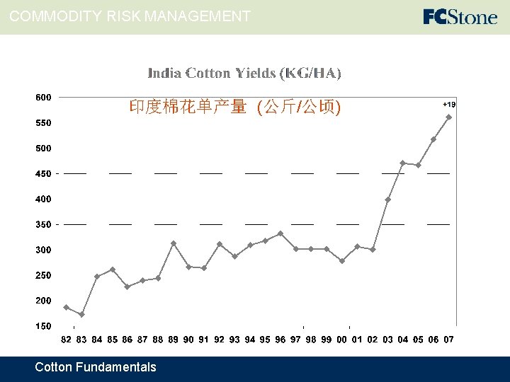 COMMODITY RISK MANAGEMENT 印度棉花单产量 (公斤/公顷) Cotton Fundamentals 