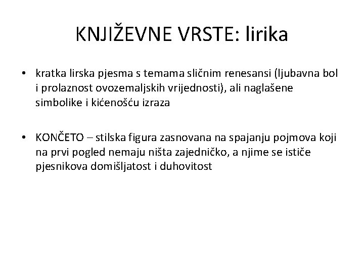 Hrvatske književne pjesme ljubavne Književna vrsta