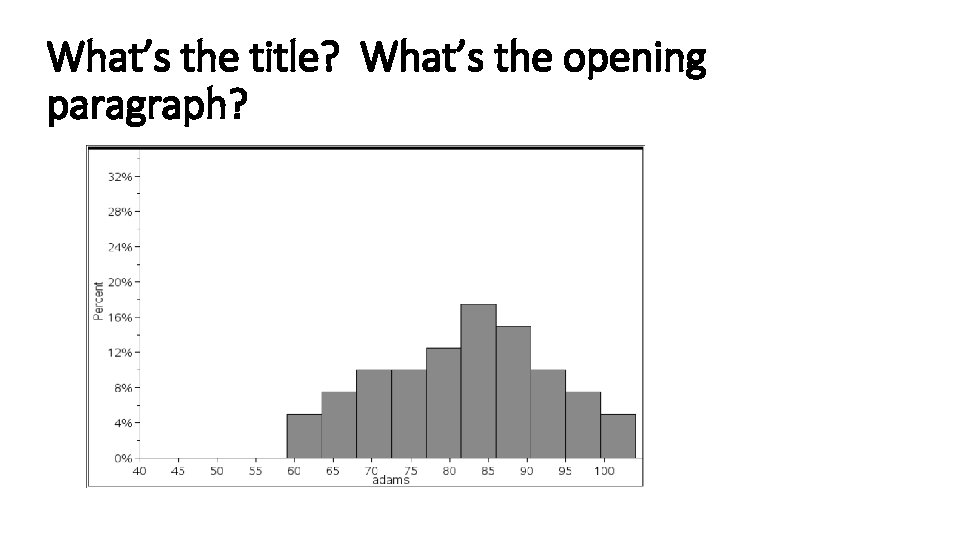 What’s the title? What’s the opening paragraph? What’s the title? What’s the opening paragraph?