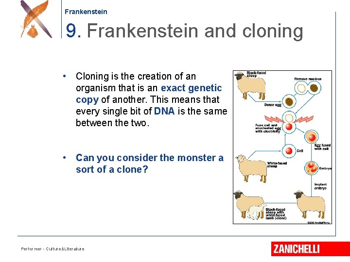 Frankenstein 9. Frankenstein and cloning • Cloning is the creation of an organism that