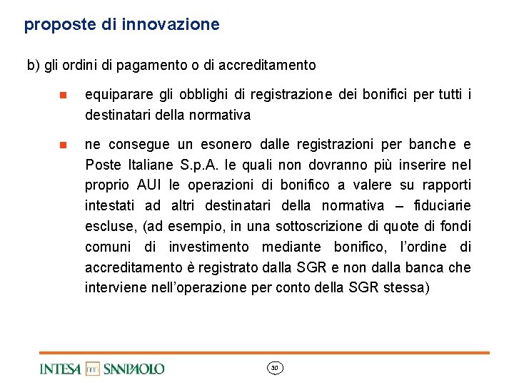 proposte di innovazione b) gli ordini di pagamento o di accreditamento n equiparare gli