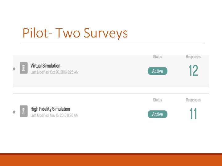 Pilot- Two Surveys 