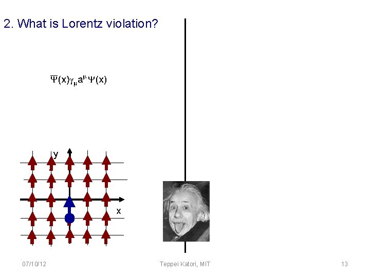 2. What is Lorentz violation? y x 07/10/12 Teppei Katori, MIT 13 
