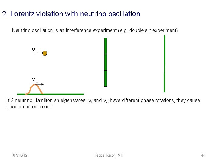 2. Lorentz violation with neutrino oscillation Neutrino oscillation is an interference experiment (e. g.