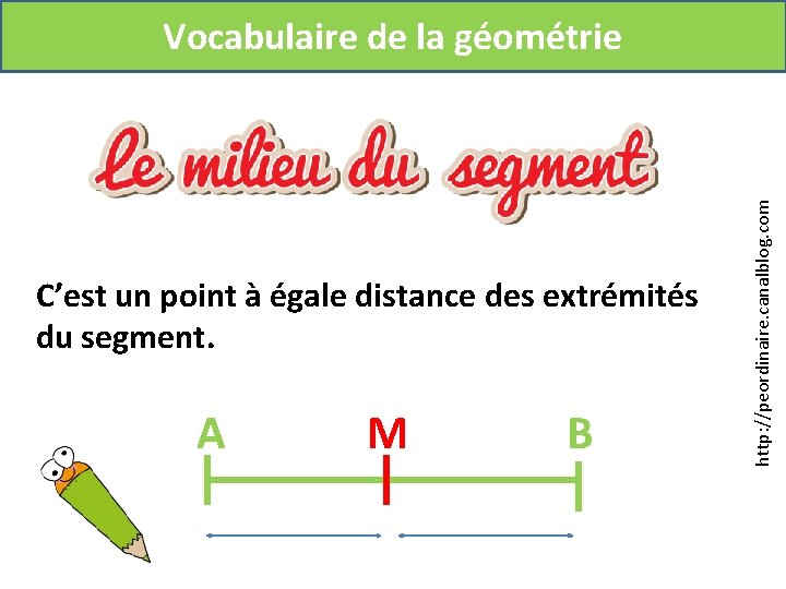 C’est un point à égale distance des extrémités du segment. A M B http: