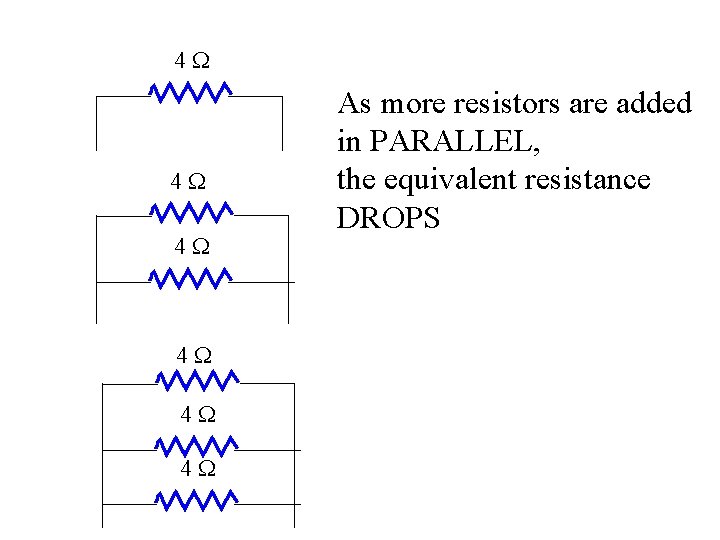 4 W 4 W 4 W As more resistors are added in PARALLEL, the