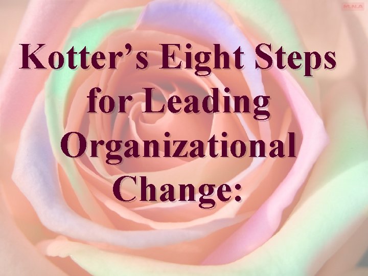 Kotter’s Eight Steps for Leading Organizational Change: 