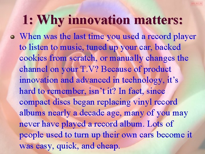 1: Why innovation matters: When was the last time you used a record player